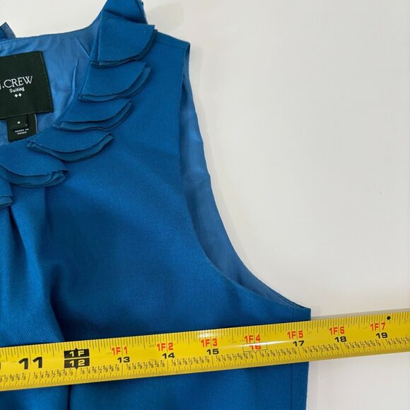 J Crew Blue Sheath Dress Size 6 Ruffles Wool Blend Career Workwear - Picture 10 of 10
